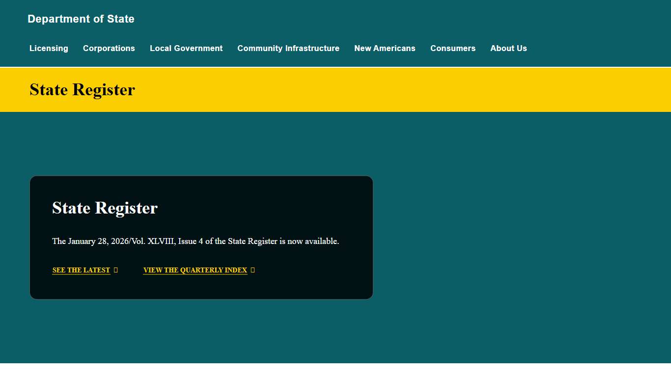 State Register Department of State