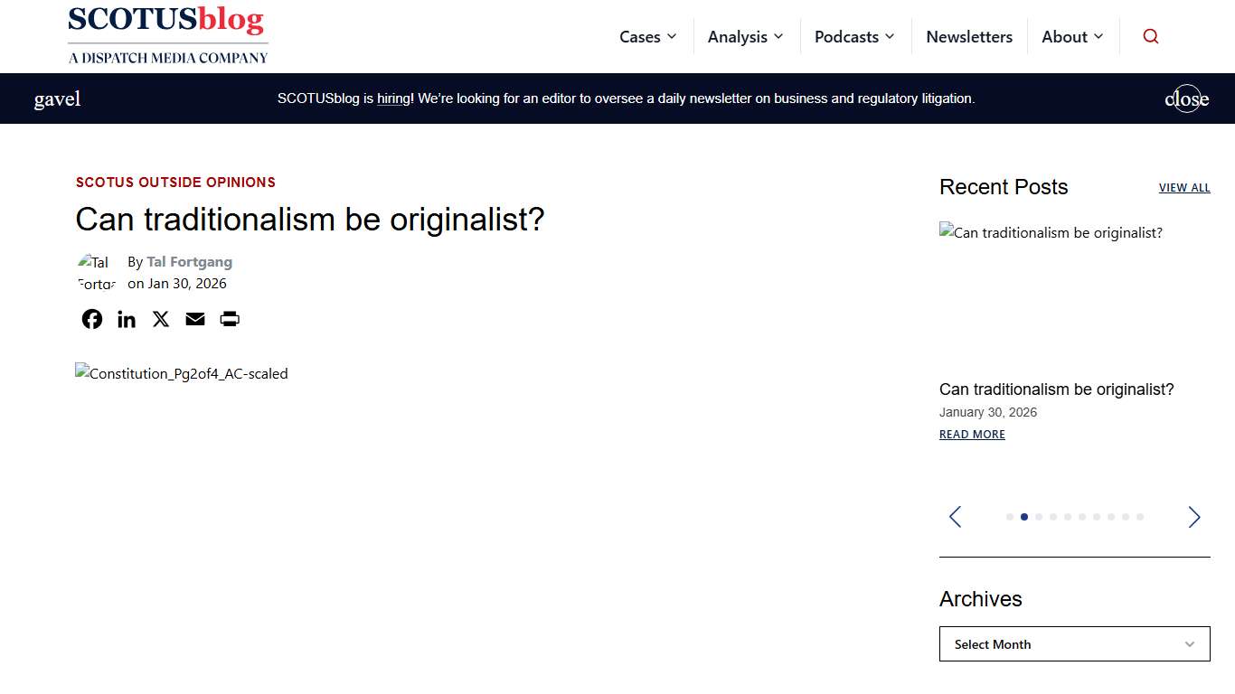 Can traditionalism be originalist? - SCOTUSblog